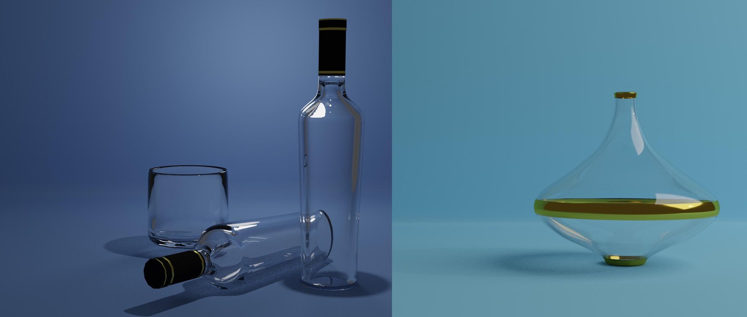 Vodka bottles with glass and vase - image 1 - student project