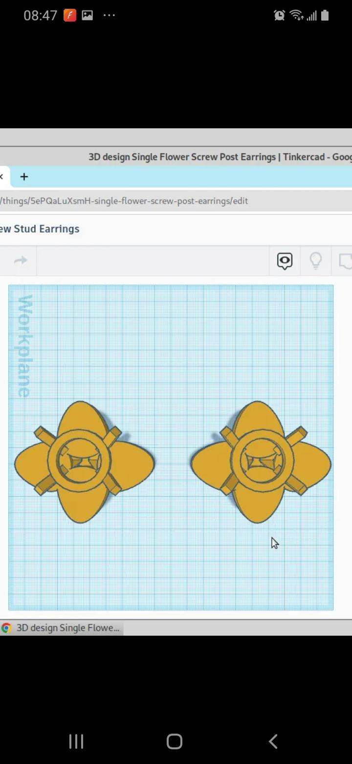 Flower stud earring with screw backing - image 1 - student project