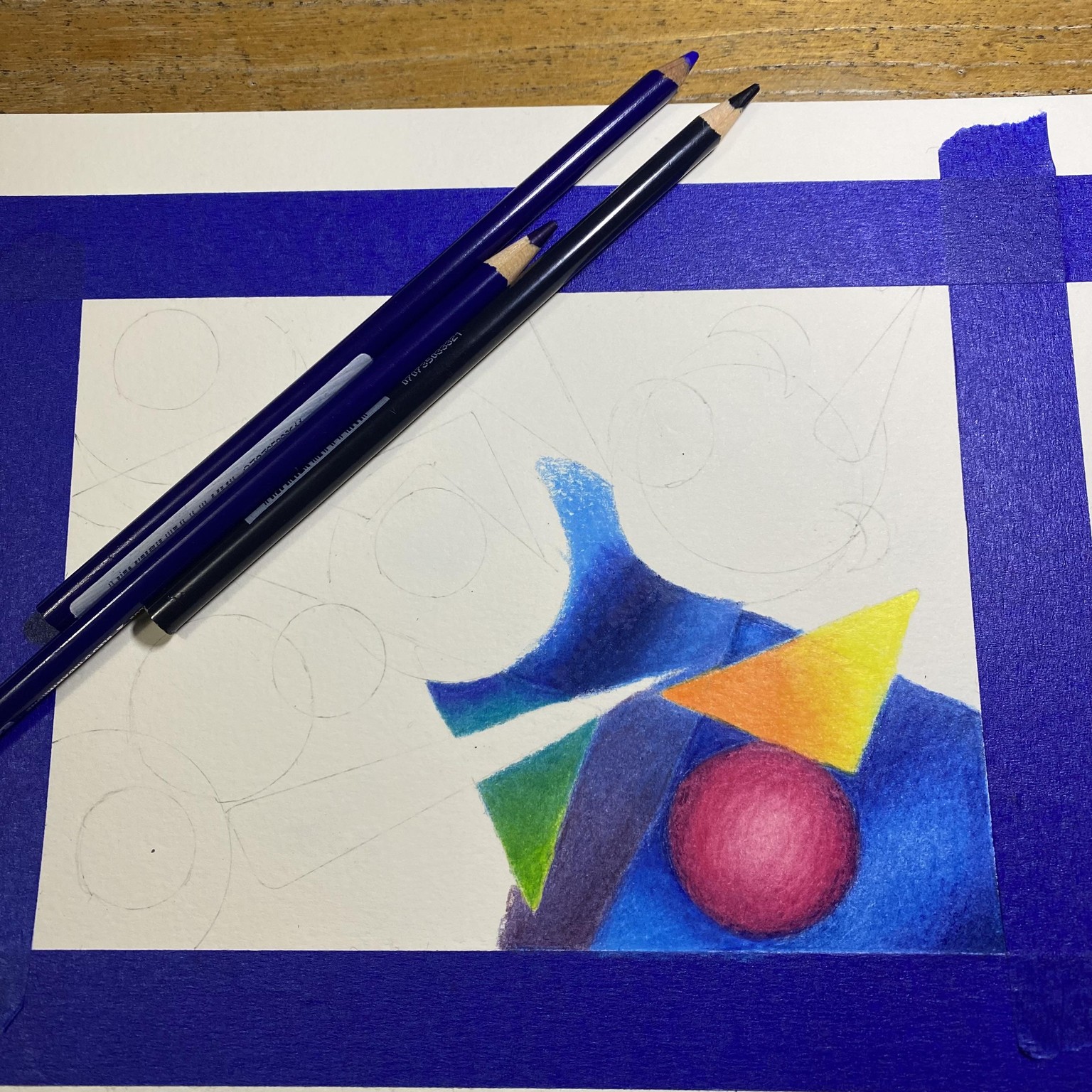 Coloured Pencil Abstract: Geometry in Motion - image 2 - student project