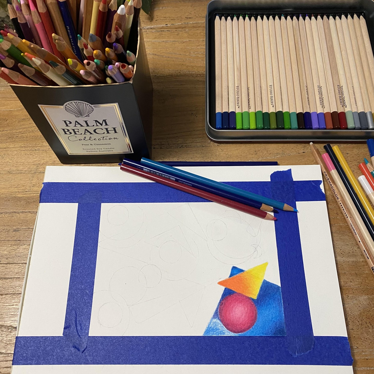 Coloured Pencil Abstract: Geometry in Motion - image 1 - student project