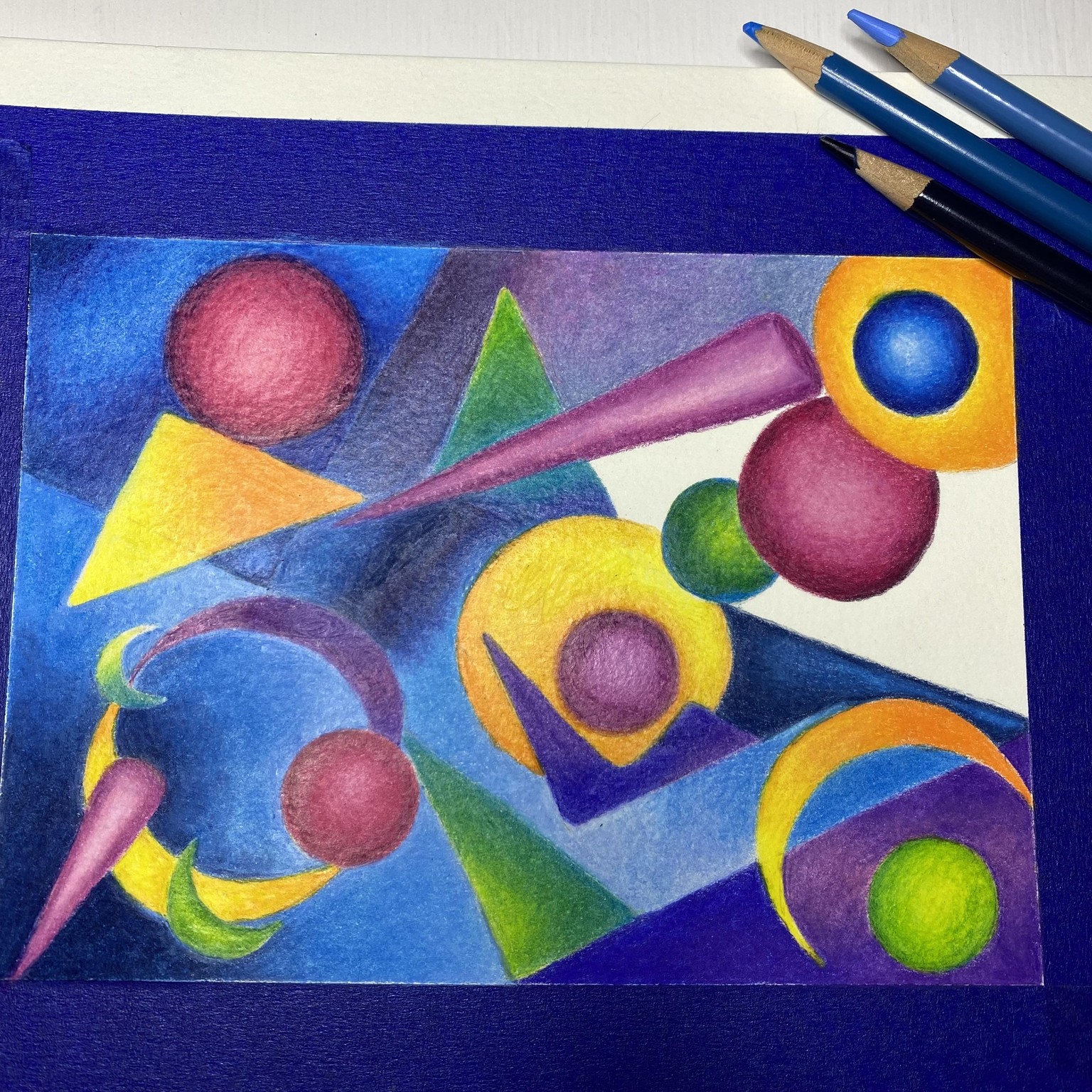 Coloured Pencil Abstract: Geometry in Motion - image 3 - student project
