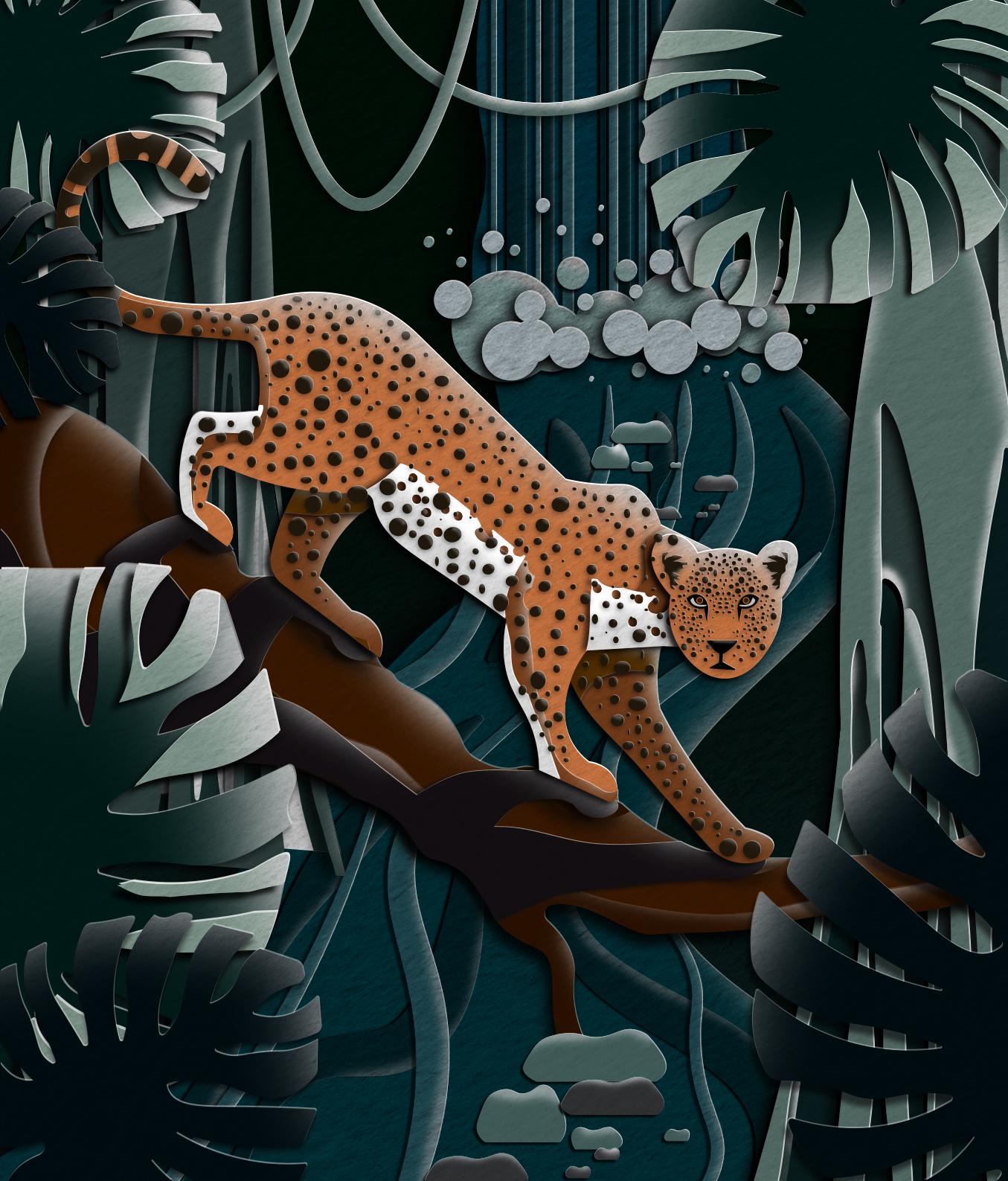 Leopard in Jungle Cut-out Style - image 1 - student project