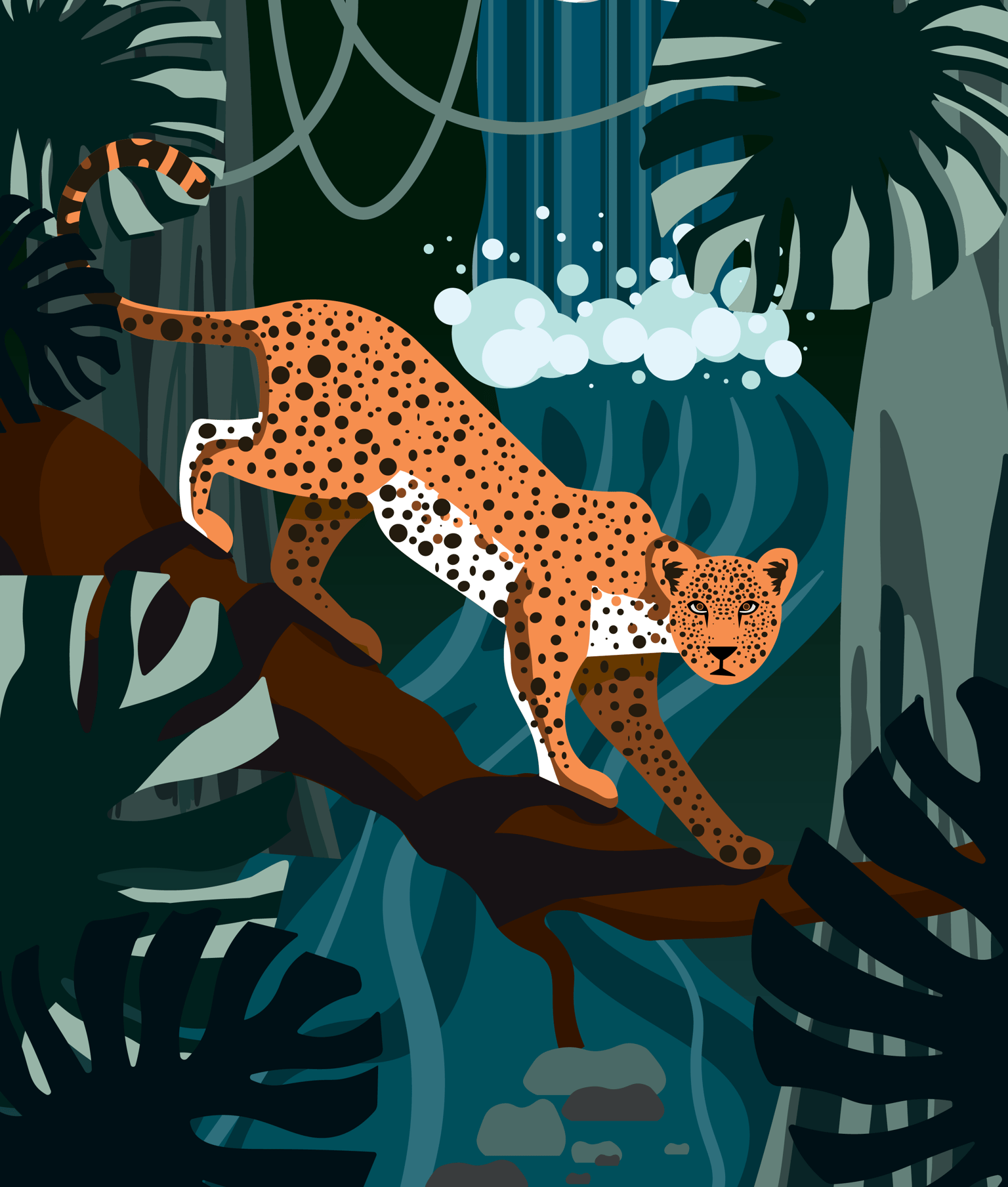 Leopard in Jungle Cut-out Style - image 2 - student project