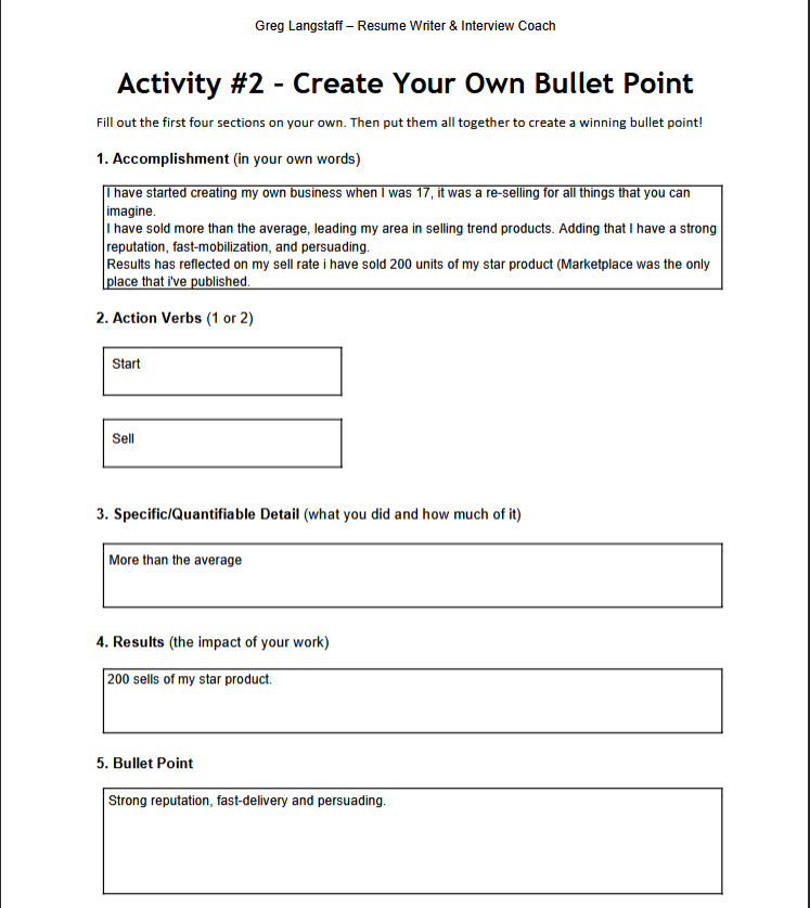 Trying to build a strong CV | Activities proposed - image 1 - student project