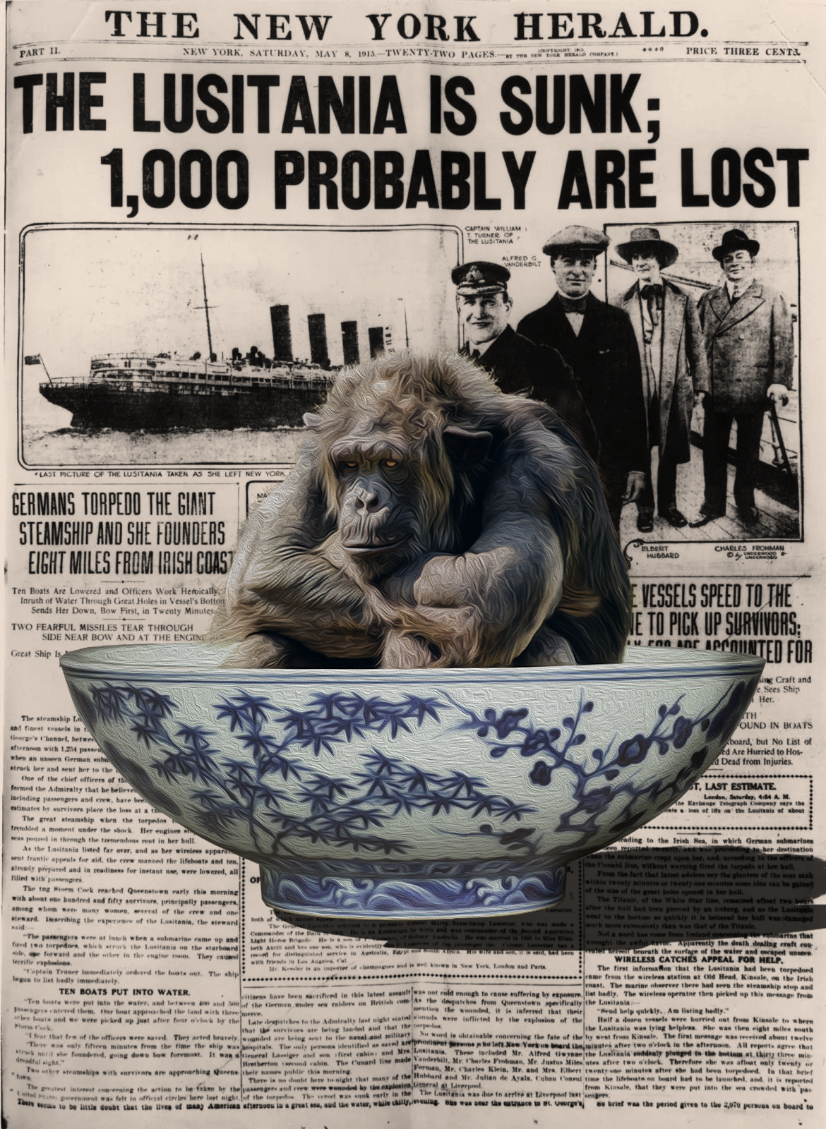 Chimpanzee in a bowl ( I wanna put a berets on his head, but I forgot!) - image 1 - student project