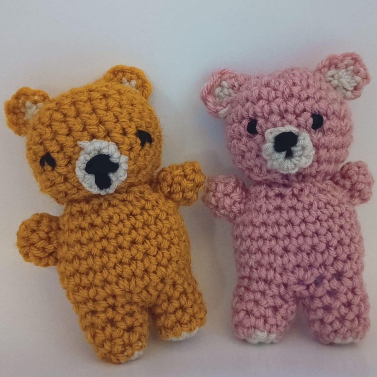 My first crochet teddy bear with her friend - image 1 - student project