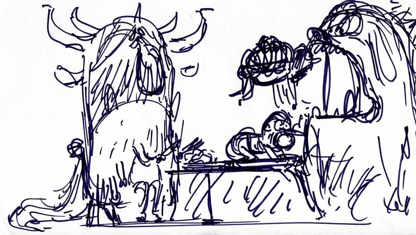 1 (Line-work Approach) - Small-Cat-Diet Monster VS. Human-Eating Monster   /  2 (Shape Approach) - In-n-Out Supervisor and his Apprentice. - image 4 - student project