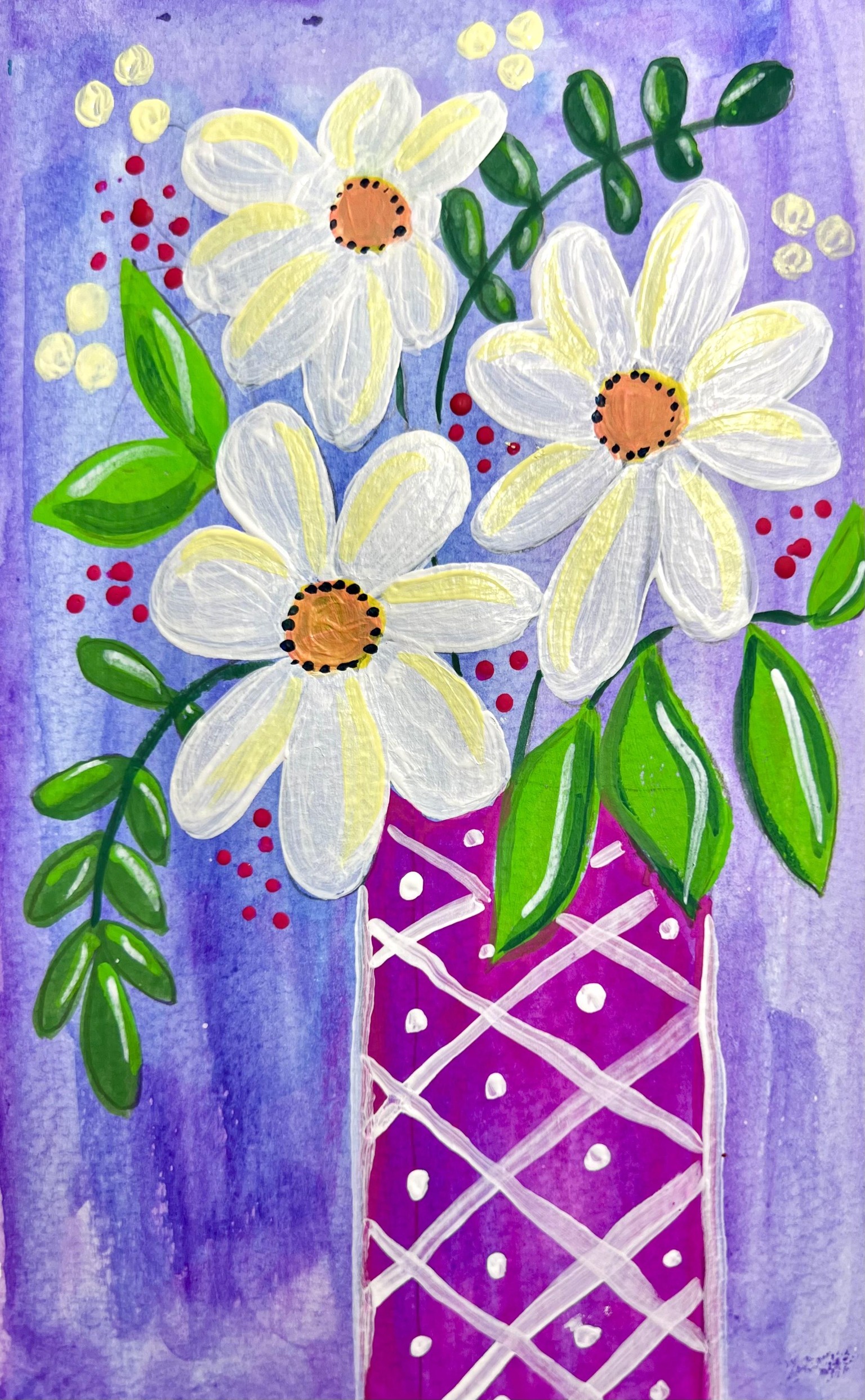 Abstract florals in Gouache Daisies - image 1 - student project