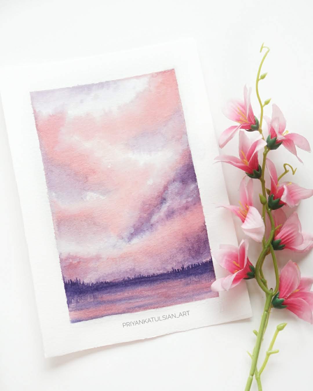 Watercolor sky and clouds using