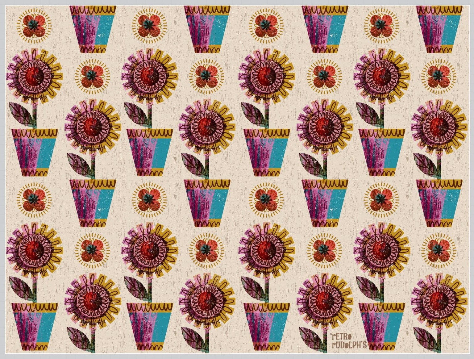 Funky flowers - seamless repeat in Procreate - image 1 - student project