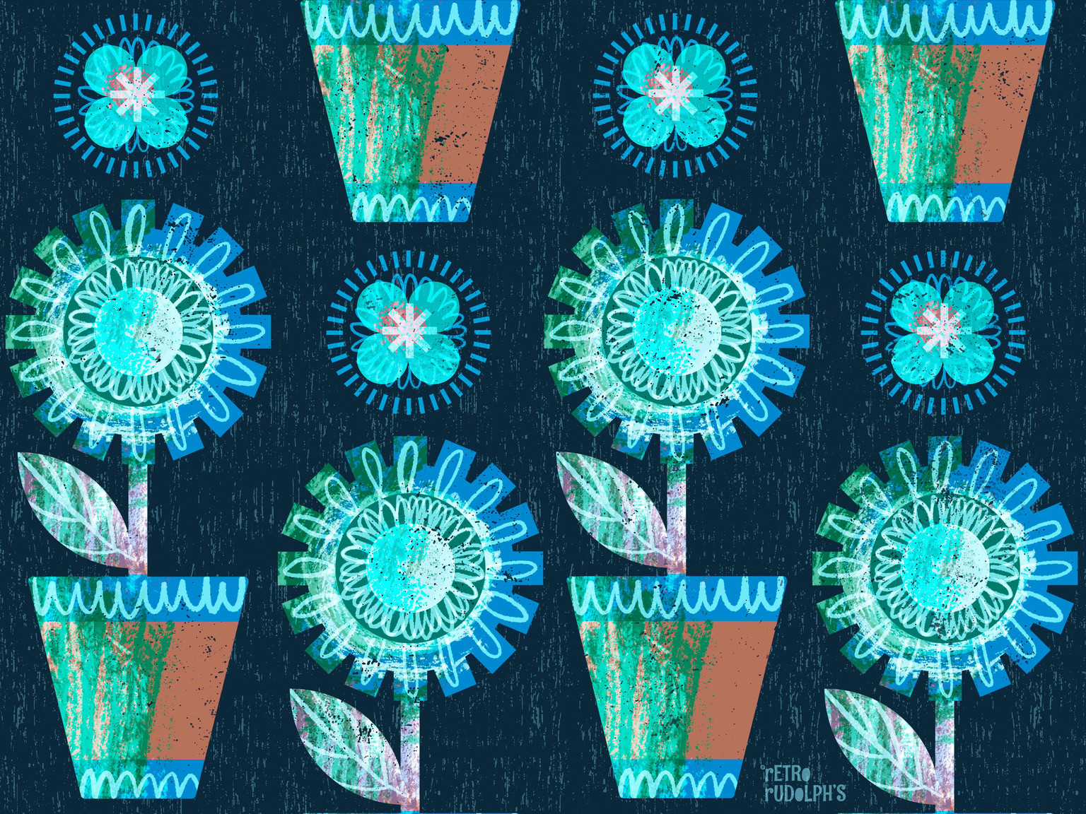 Funky flowers - seamless repeat in Procreate - image 3 - student project