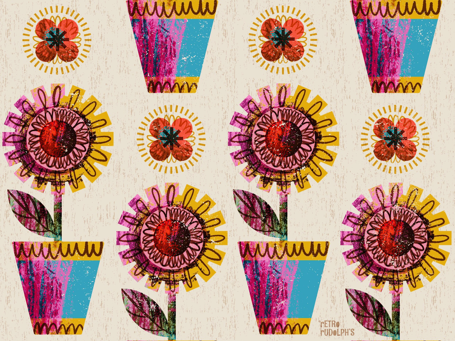 Funky flowers - seamless repeat in Procreate - image 4 - student project
