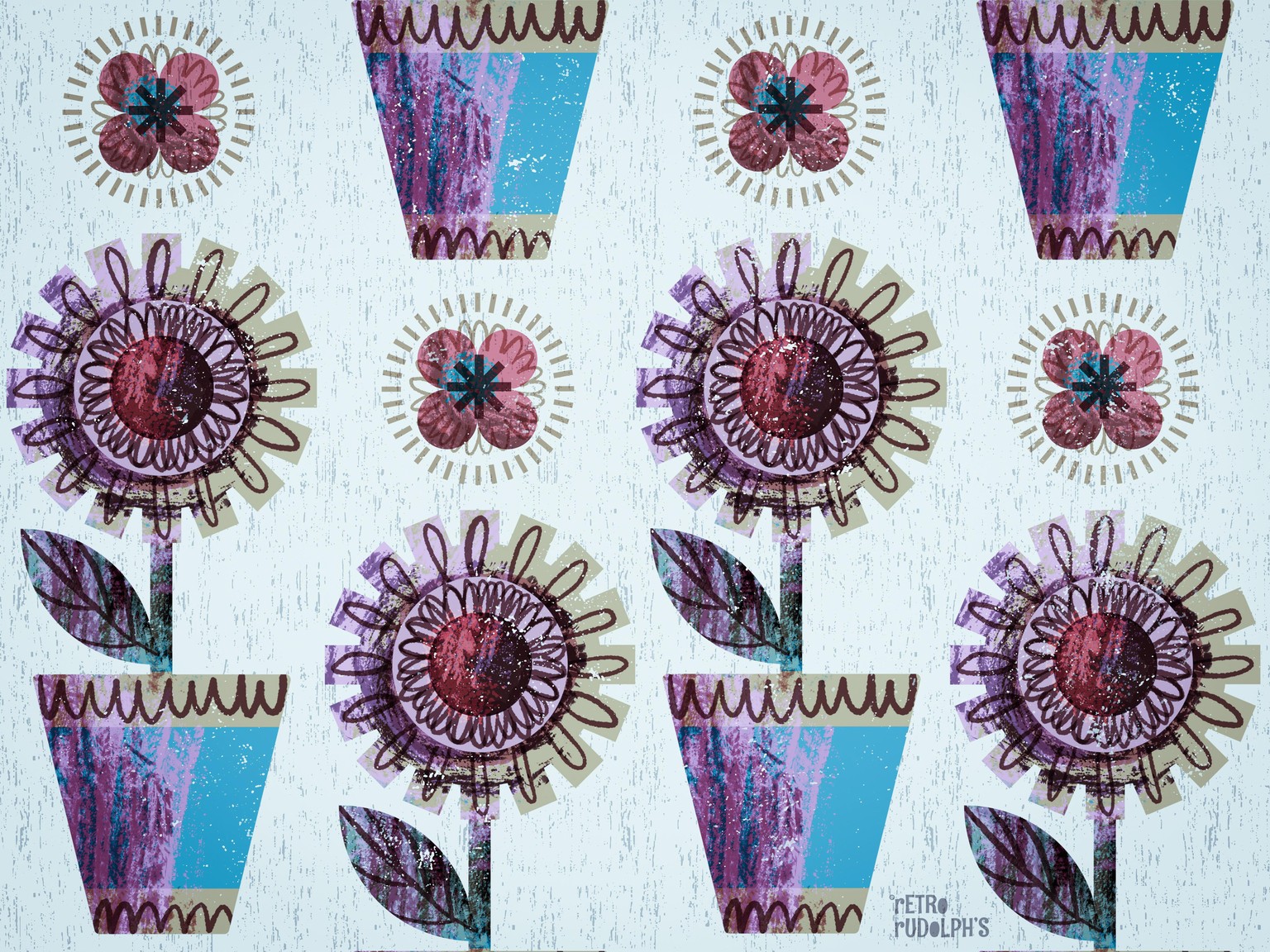 Funky flowers - seamless repeat in Procreate - image 5 - student project