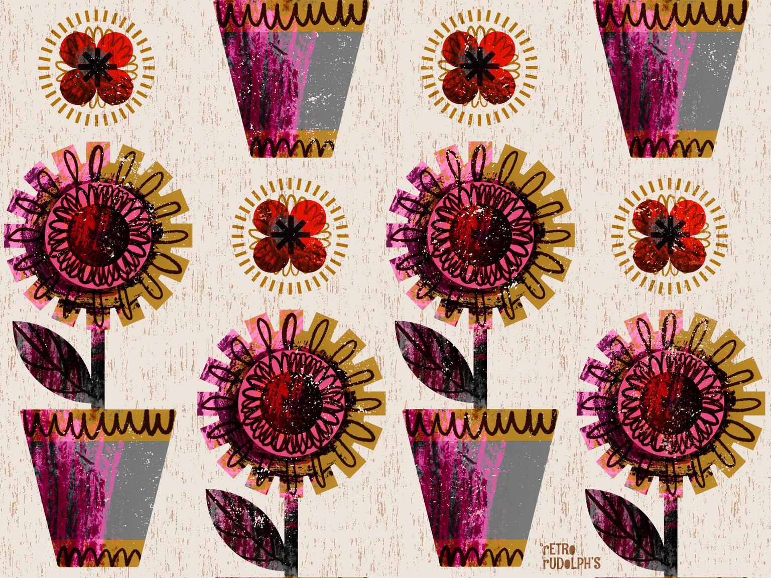 Funky flowers - seamless repeat in Procreate - image 2 - student project