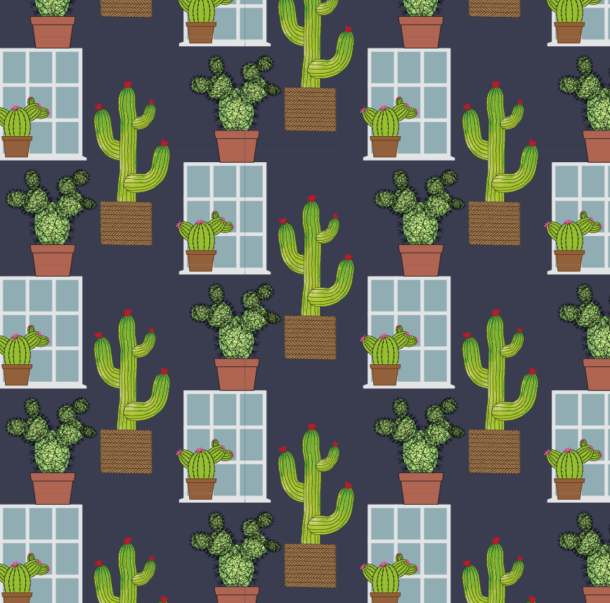 Cacti Window Half-drop Repeat - image 4 - student project