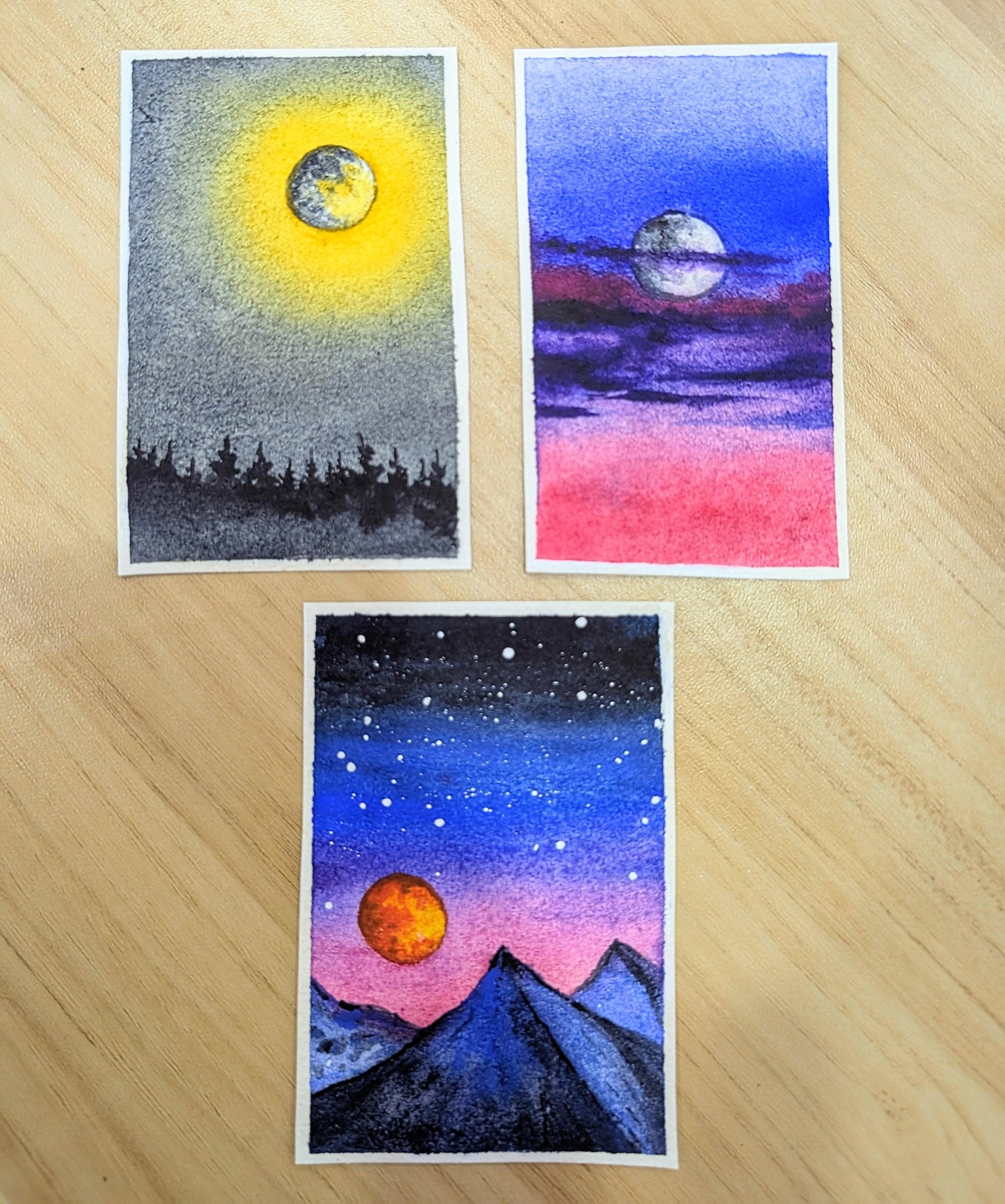 Watercolor moonscapes - image 1 - student project