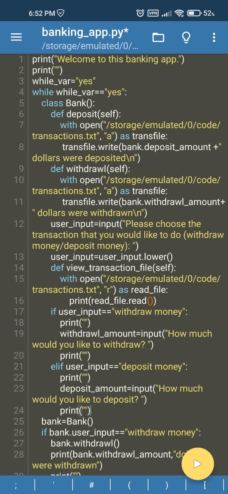 My banking app - image 3 - student project