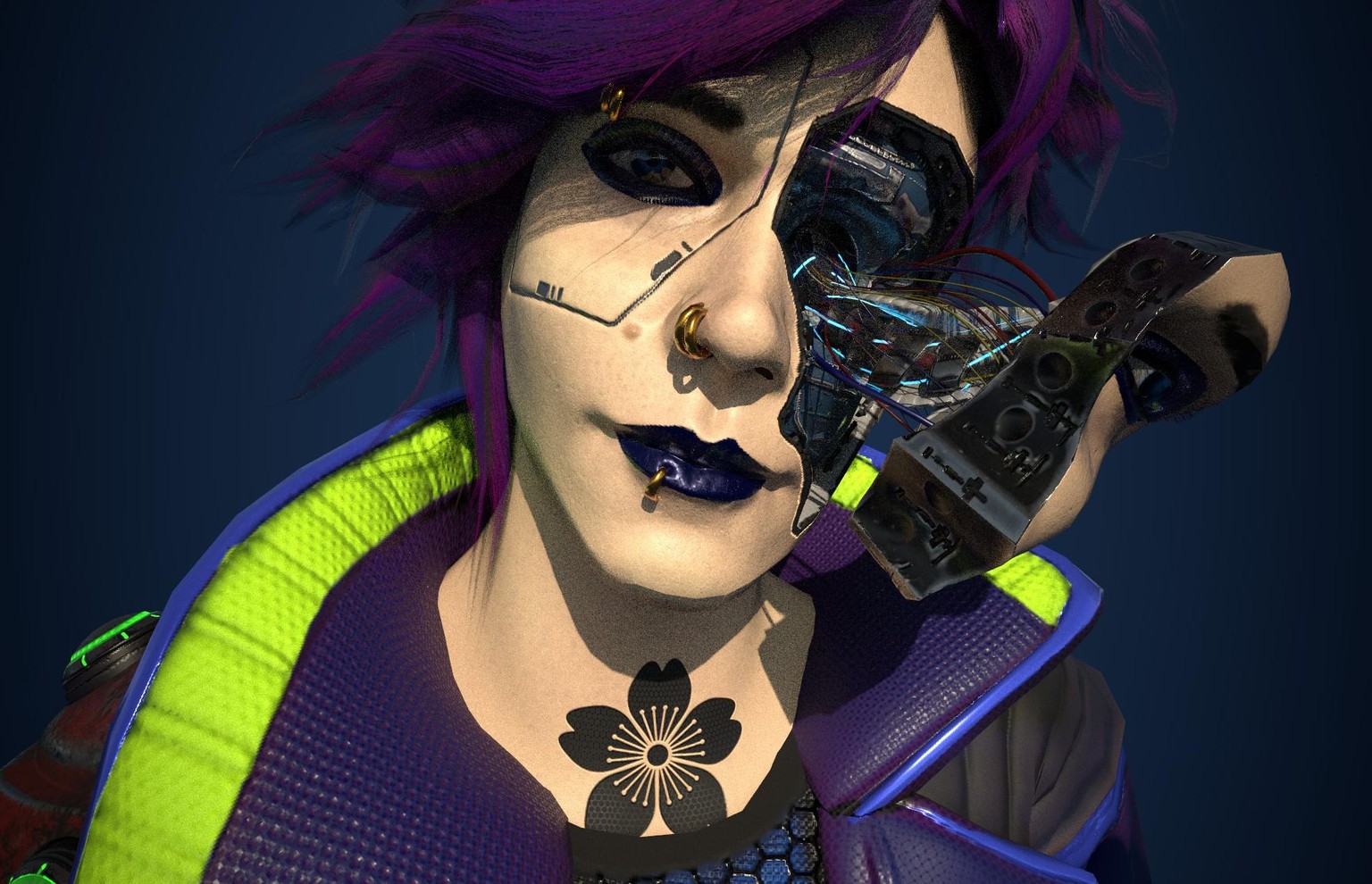 Cyberpunk Girl Golden rings - image 2 - student project