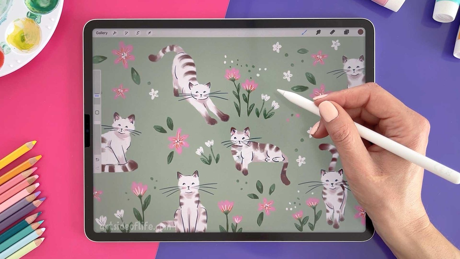 Cat digital sketchbook spread - image 6 - student project
