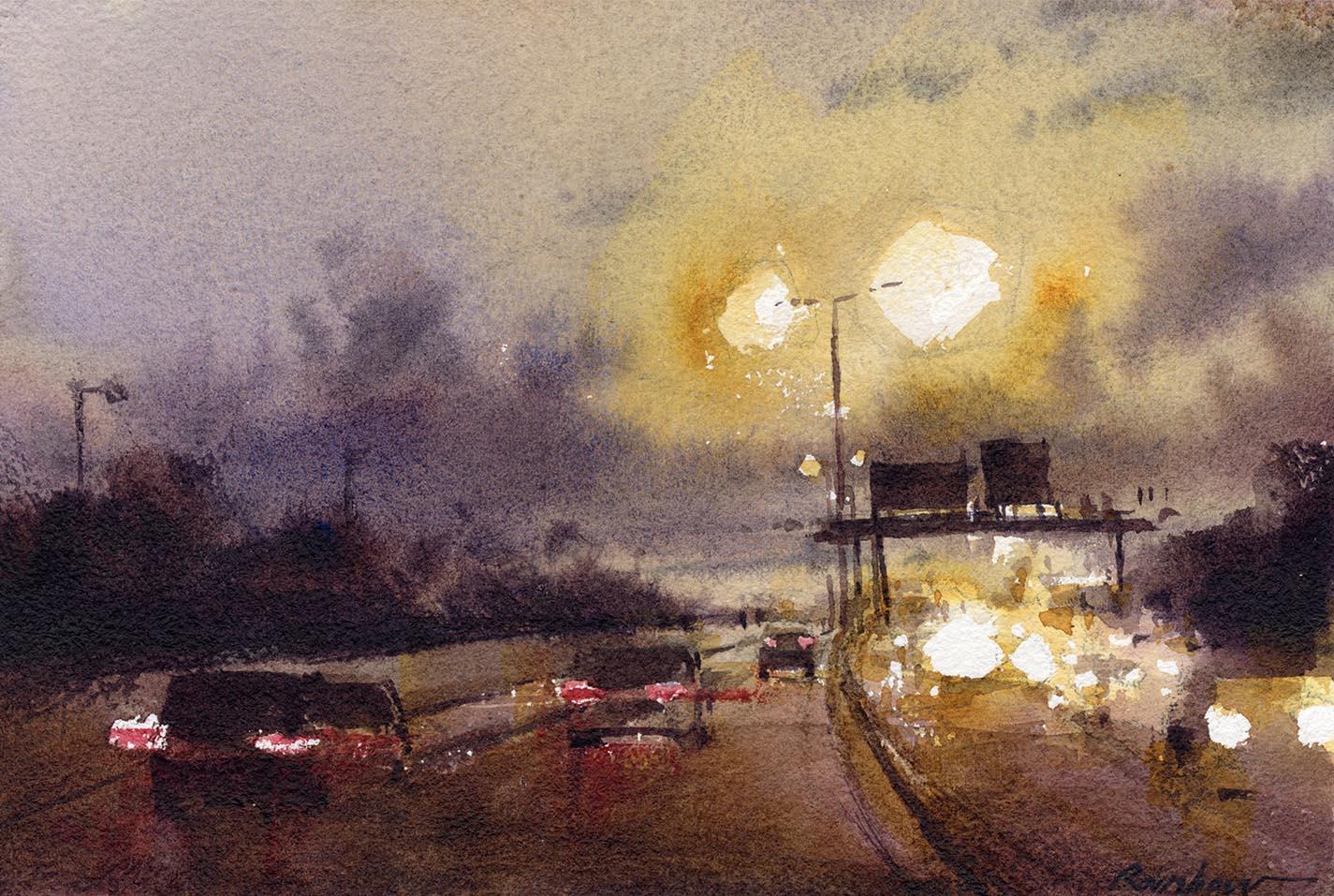 Painting Cityscapes in Watercolor: From Conception to Final Painting - image 2 - student project