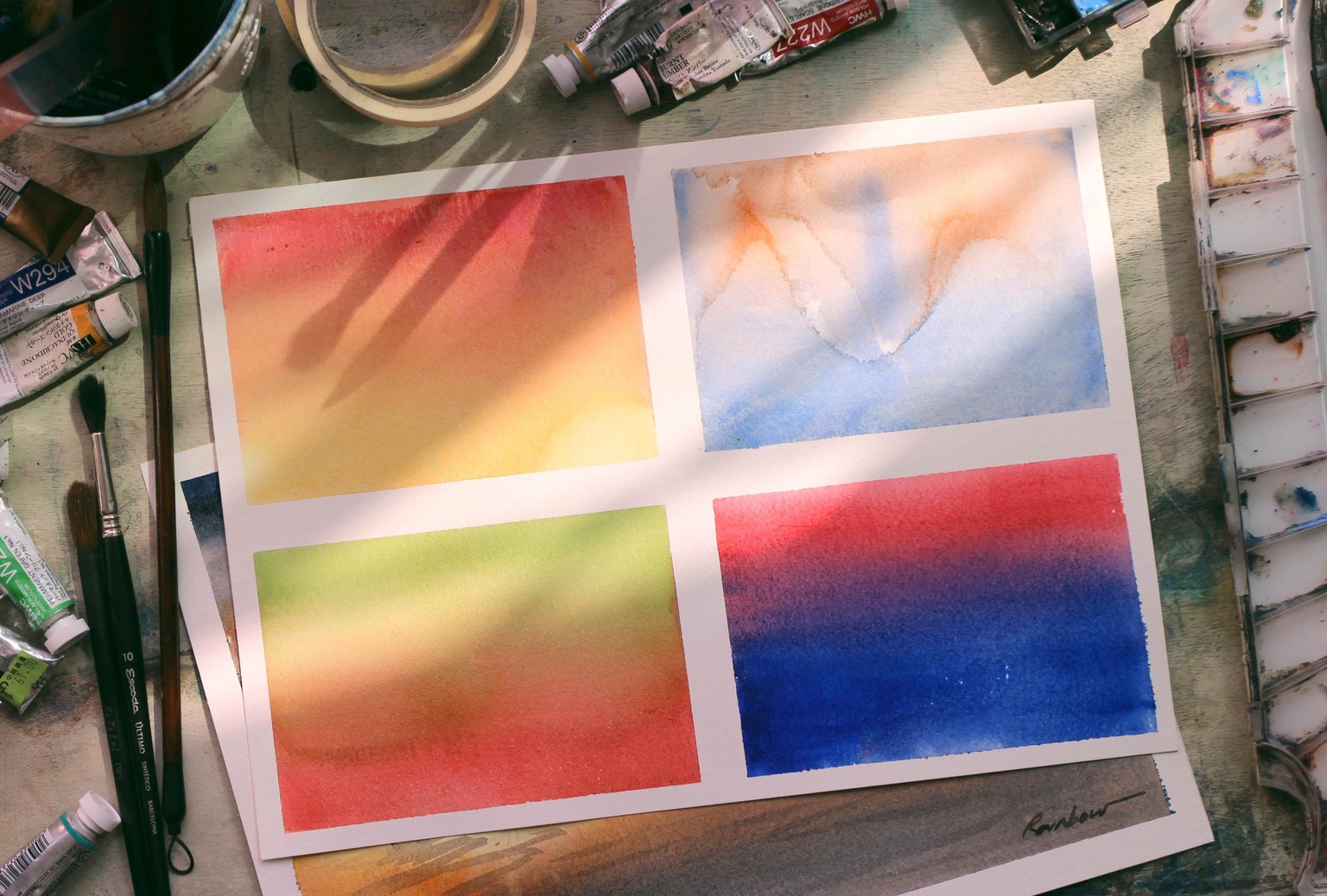 Watercolor Sunset Painting - image 2 - student project