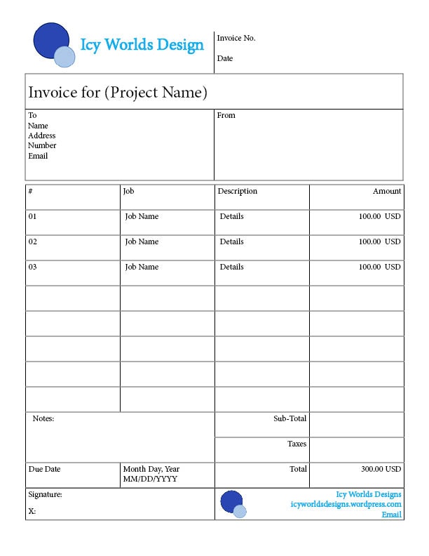 Icy Worlds Design Invoice - image 1 - student project