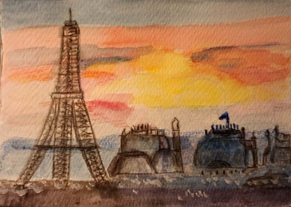 Eiffel Tower in watercolor - image 1 - student project