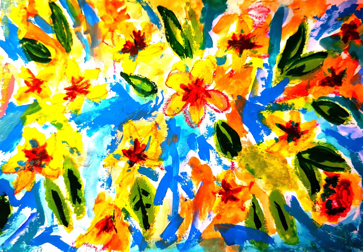 Florals in mix media - image 1 - student project