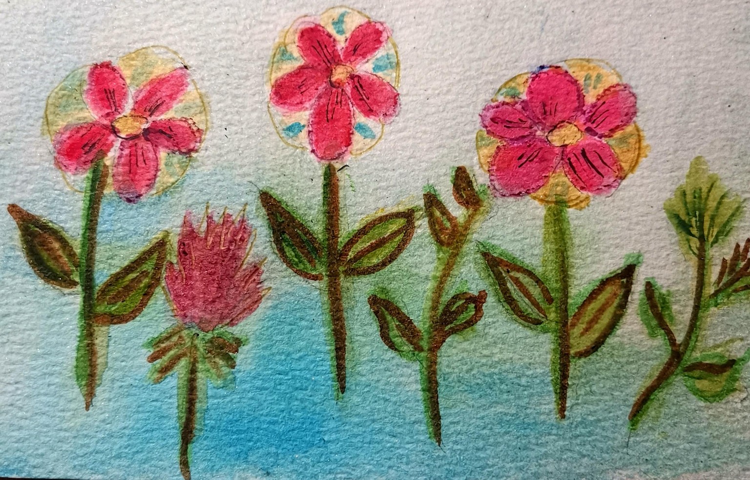 Watercolor Flower Postcard - image 1 - student project