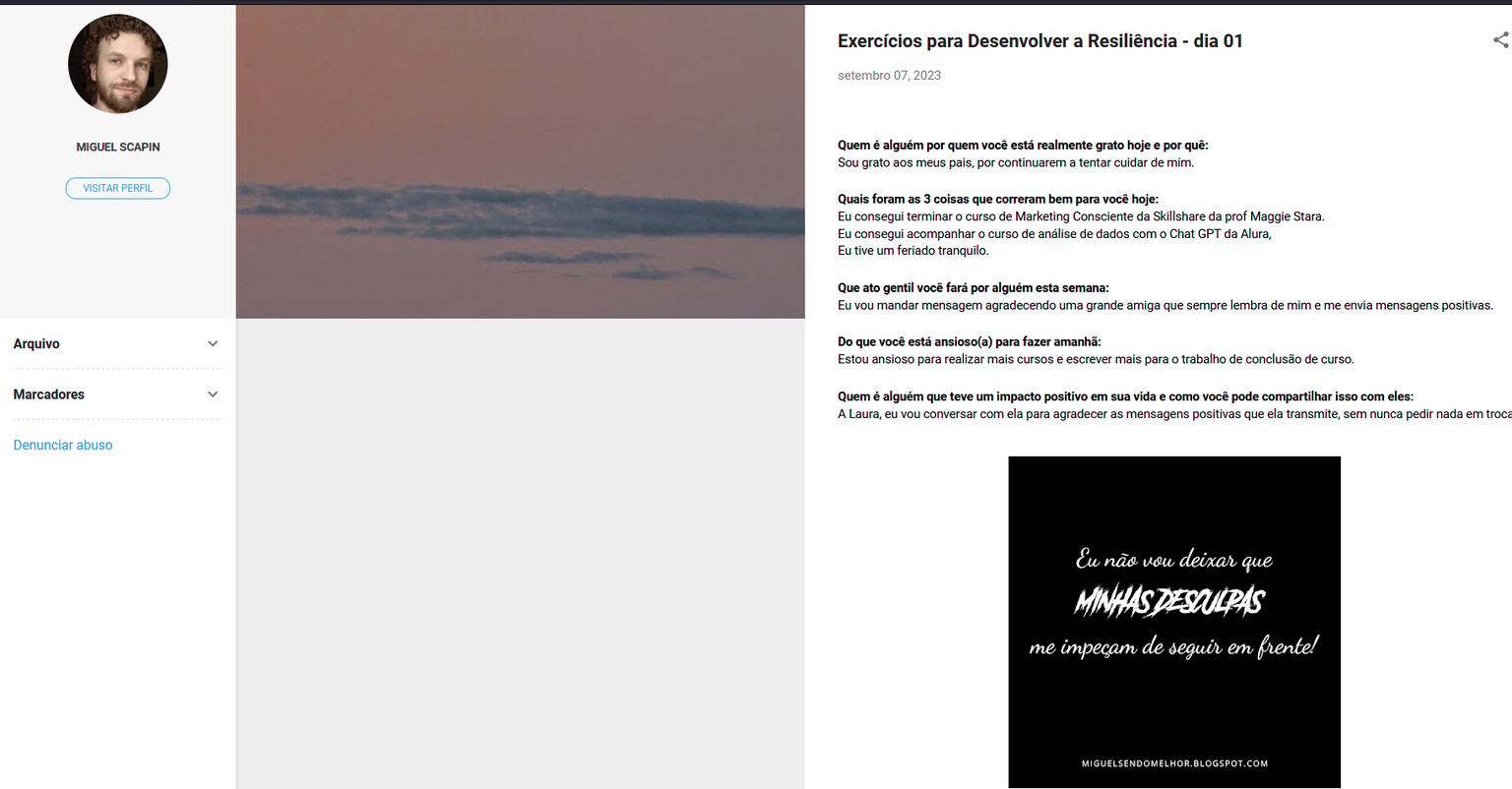 I`ve made a blog to post everyday about the Resilience-Building Exercises - image 1 - student project