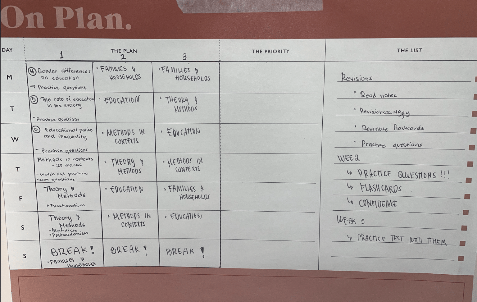 Plan for my week - image 2 - student project