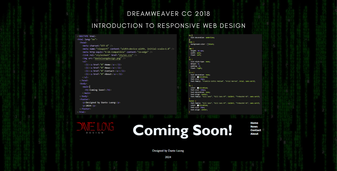 Dante Luong Design | Dreamweaver Project - image 1 - student project
