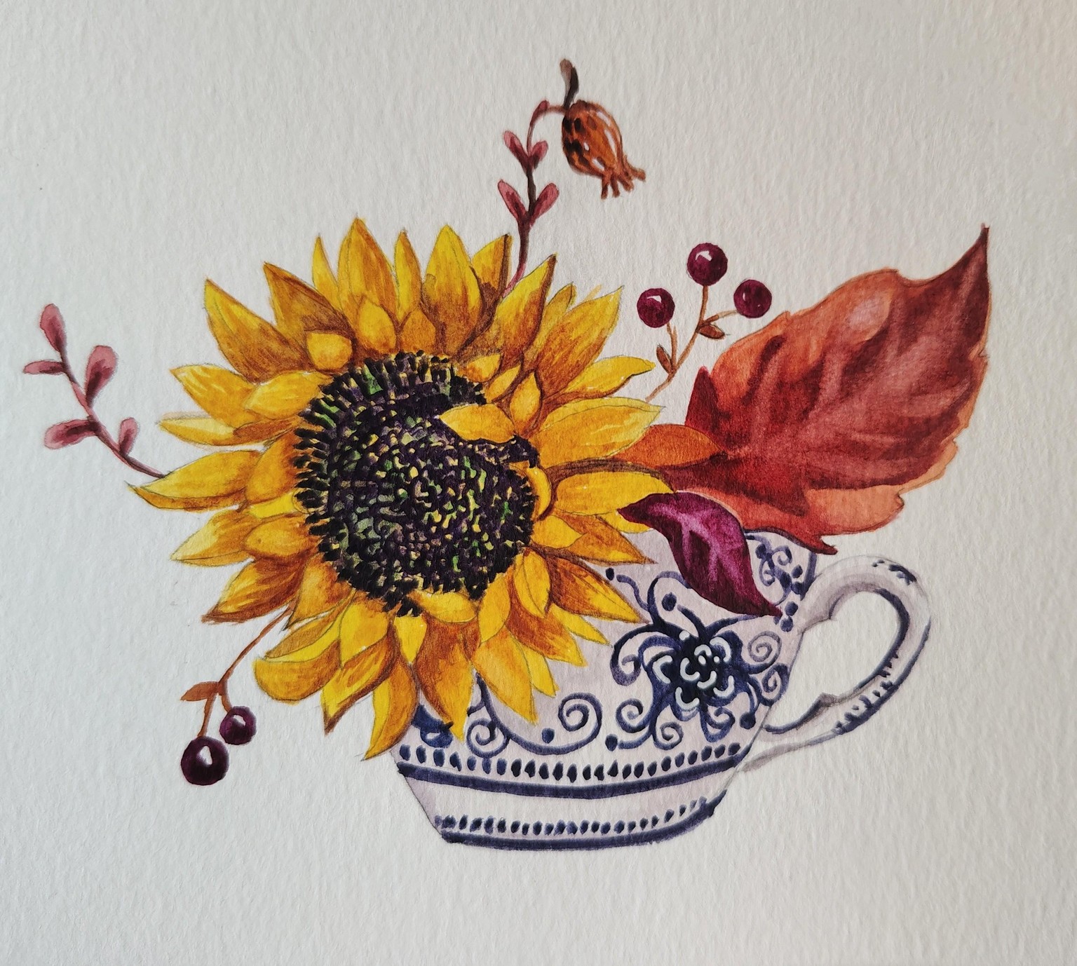 Watercolor sunflower - image 1 - student project