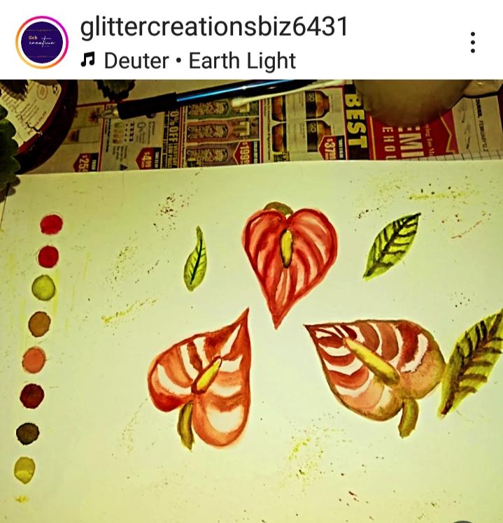 Tropical floral Anthurium watercolor - image 1 - student project