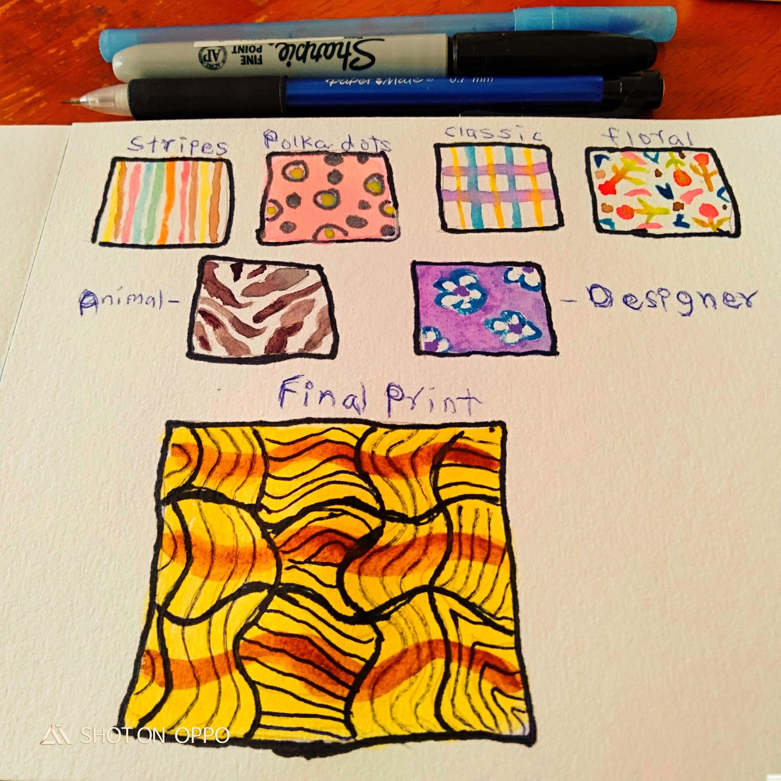 Watercolor fabric swatch - image 3 - student project