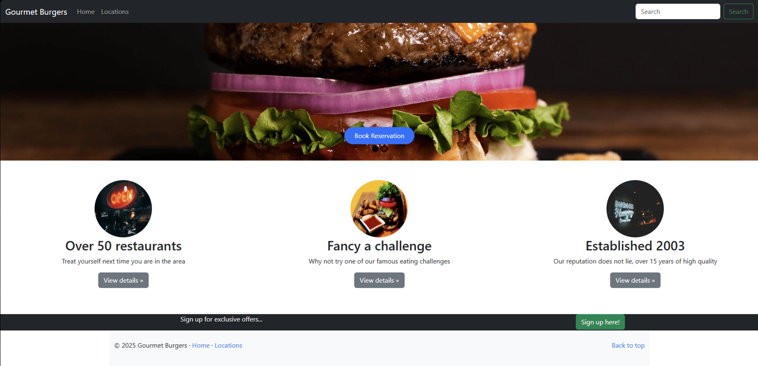 Gourmet Burger Webpage + Song Finder - image 1 - student project