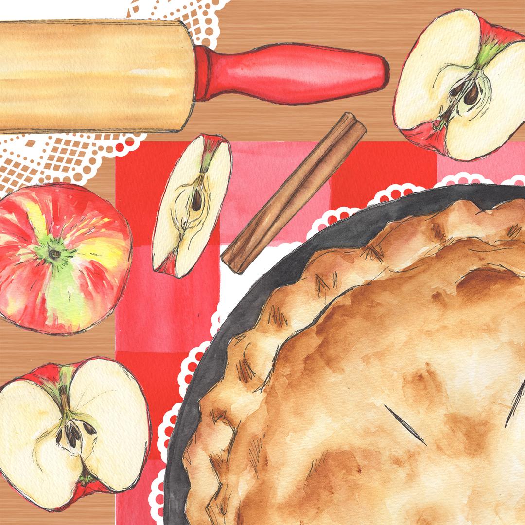 Watercolor Illustrated Recipe: Apple Pie - image 6 - student project