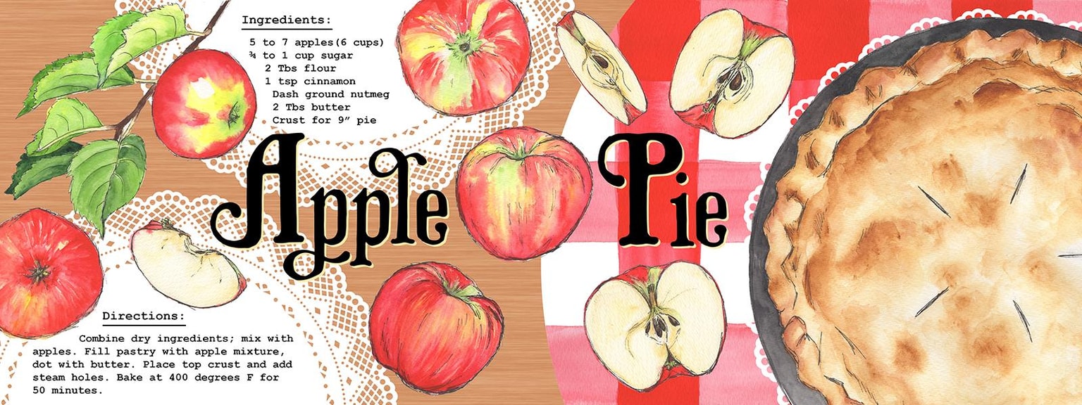 Watercolor Illustrated Recipe: Apple Pie - image 4 - student project