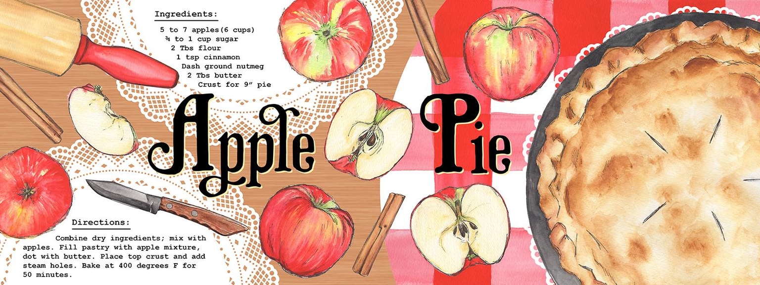 Watercolor Illustrated Recipe: Apple Pie - image 5 - student project