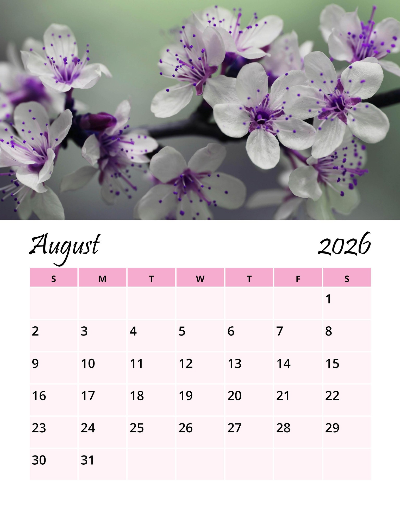 2026 Flowers Wall Calendar - image 10 - student project