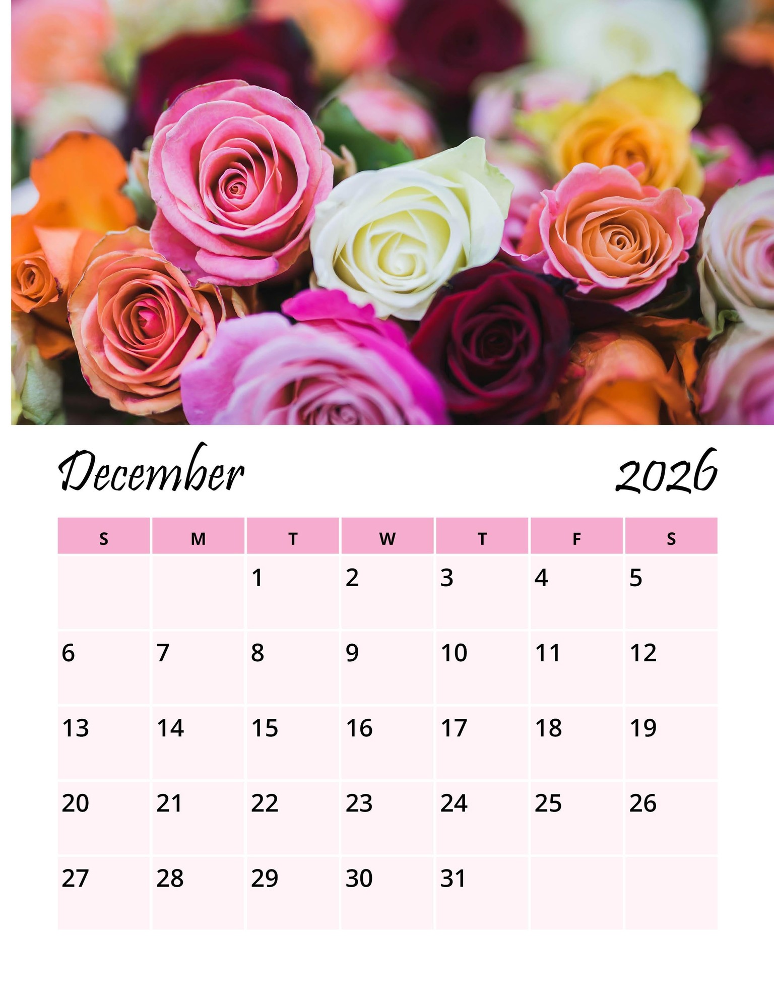 2026 Flowers Wall Calendar - image 14 - student project