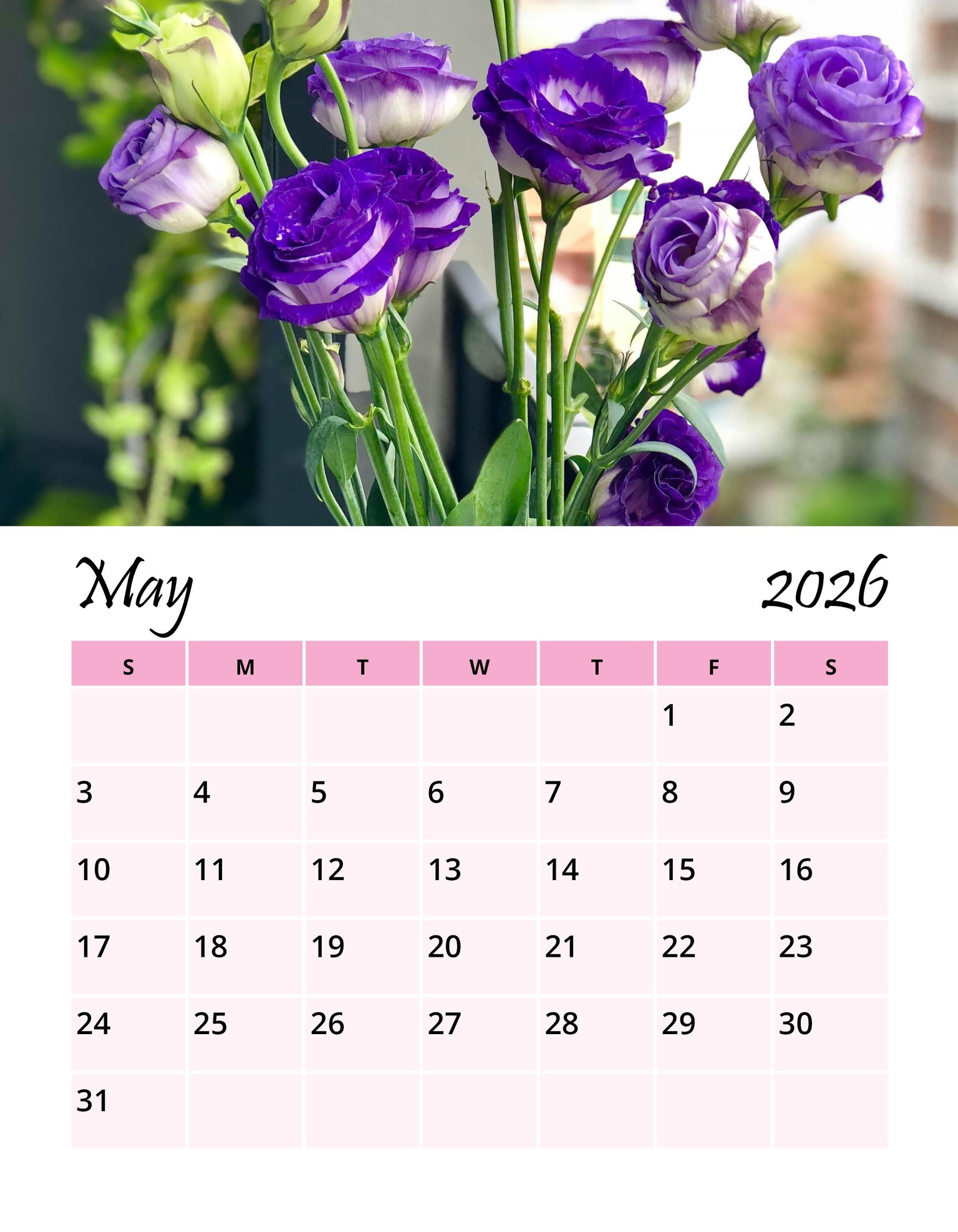 2026 Flowers Wall Calendar - image 7 - student project