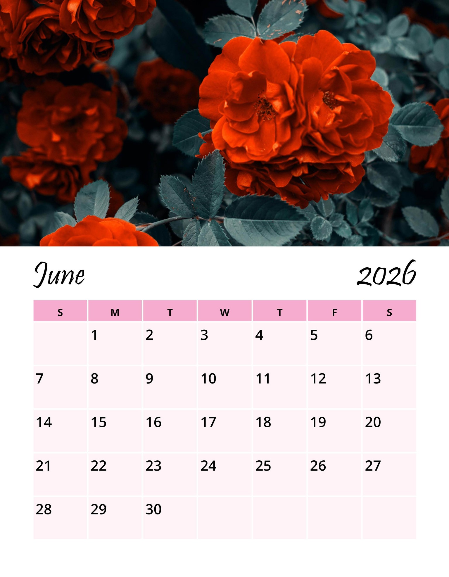 2026 Flowers Wall Calendar - image 8 - student project
