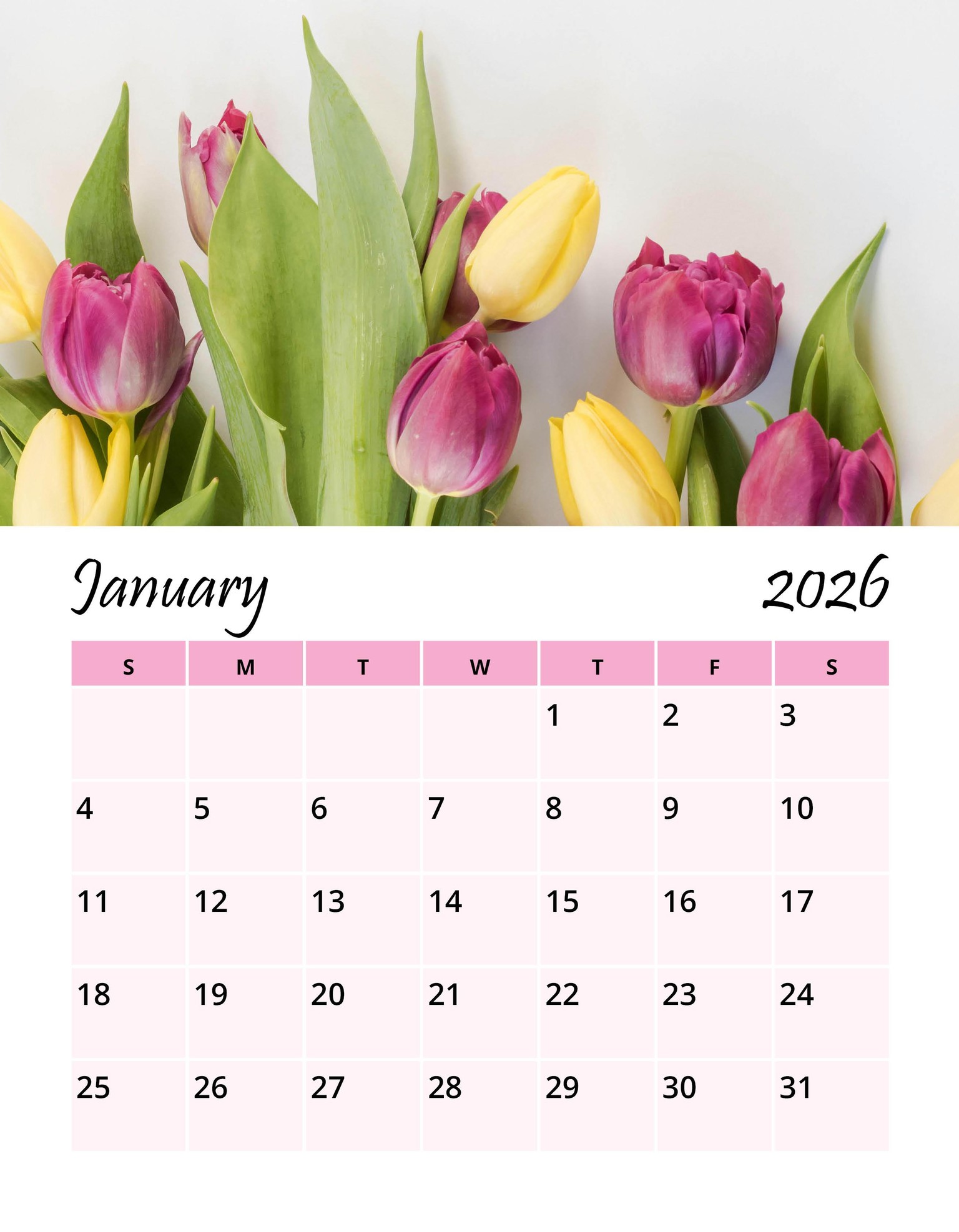 2026 Flowers Wall Calendar - image 3 - student project