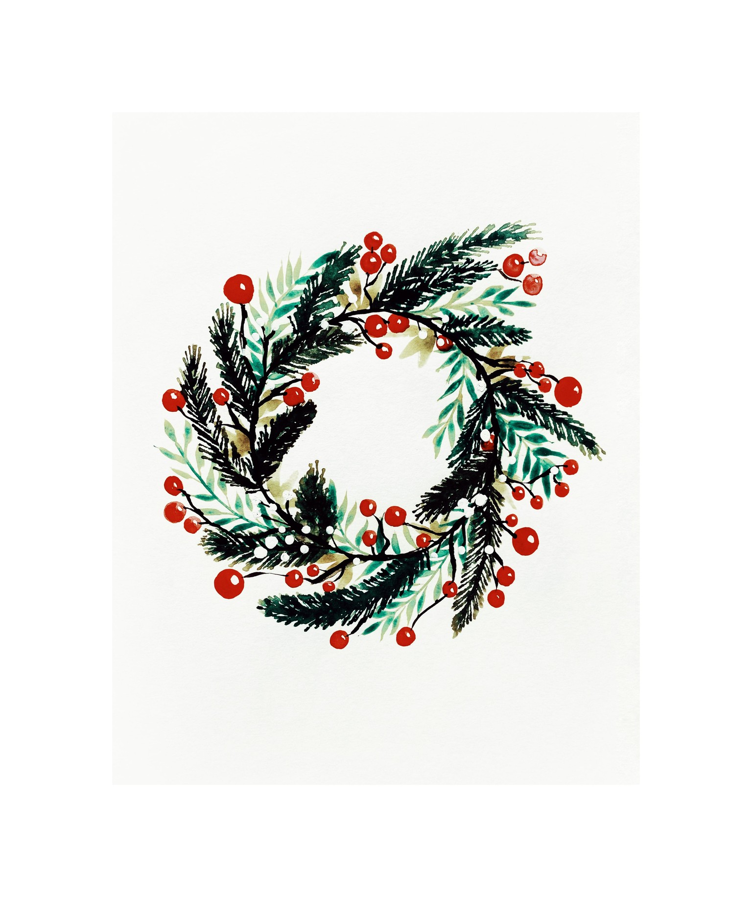 Three unique Christmas wreaths Watercolor - image 1 - student project