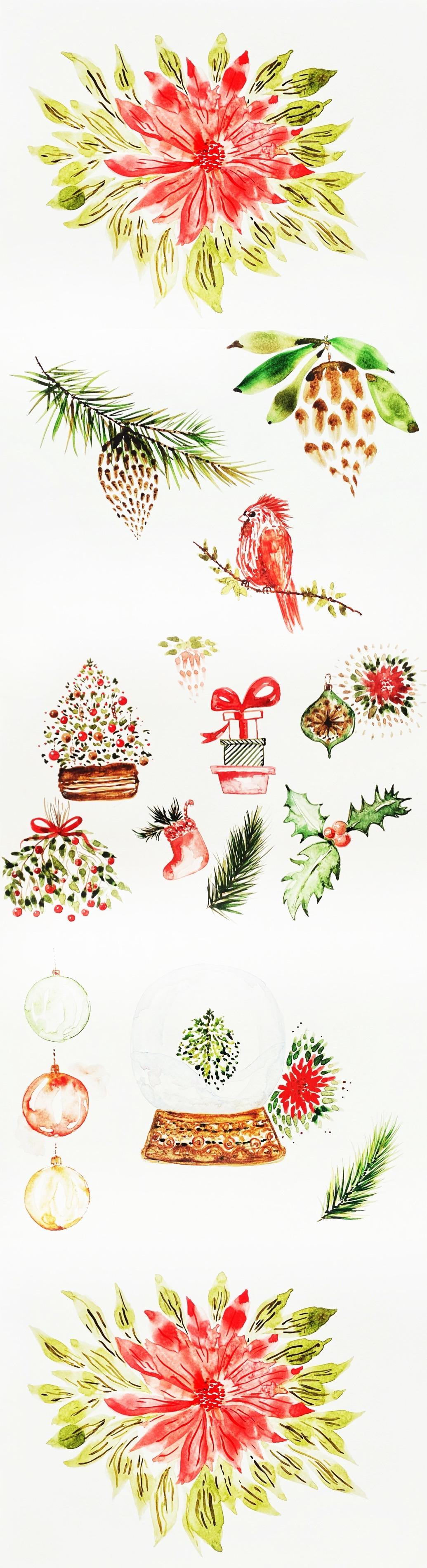 Watercolor Christmas pictures for greeting cards - image 2 - student project