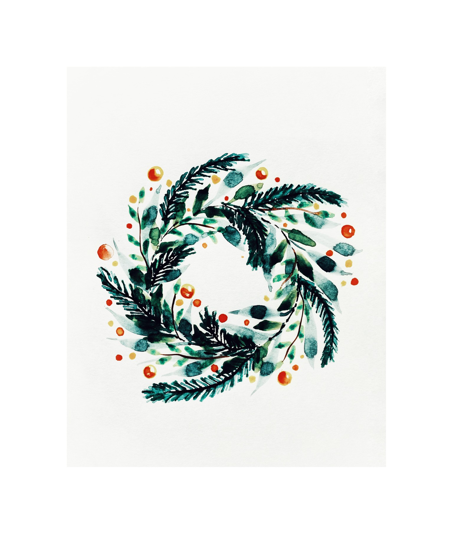 Three unique Christmas wreaths Watercolor - image 3 - student project