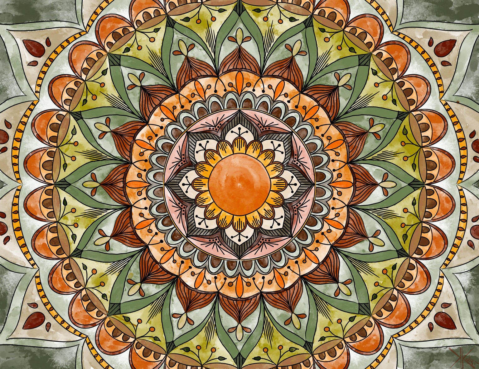 Watercolor mandala - image 1 - student project