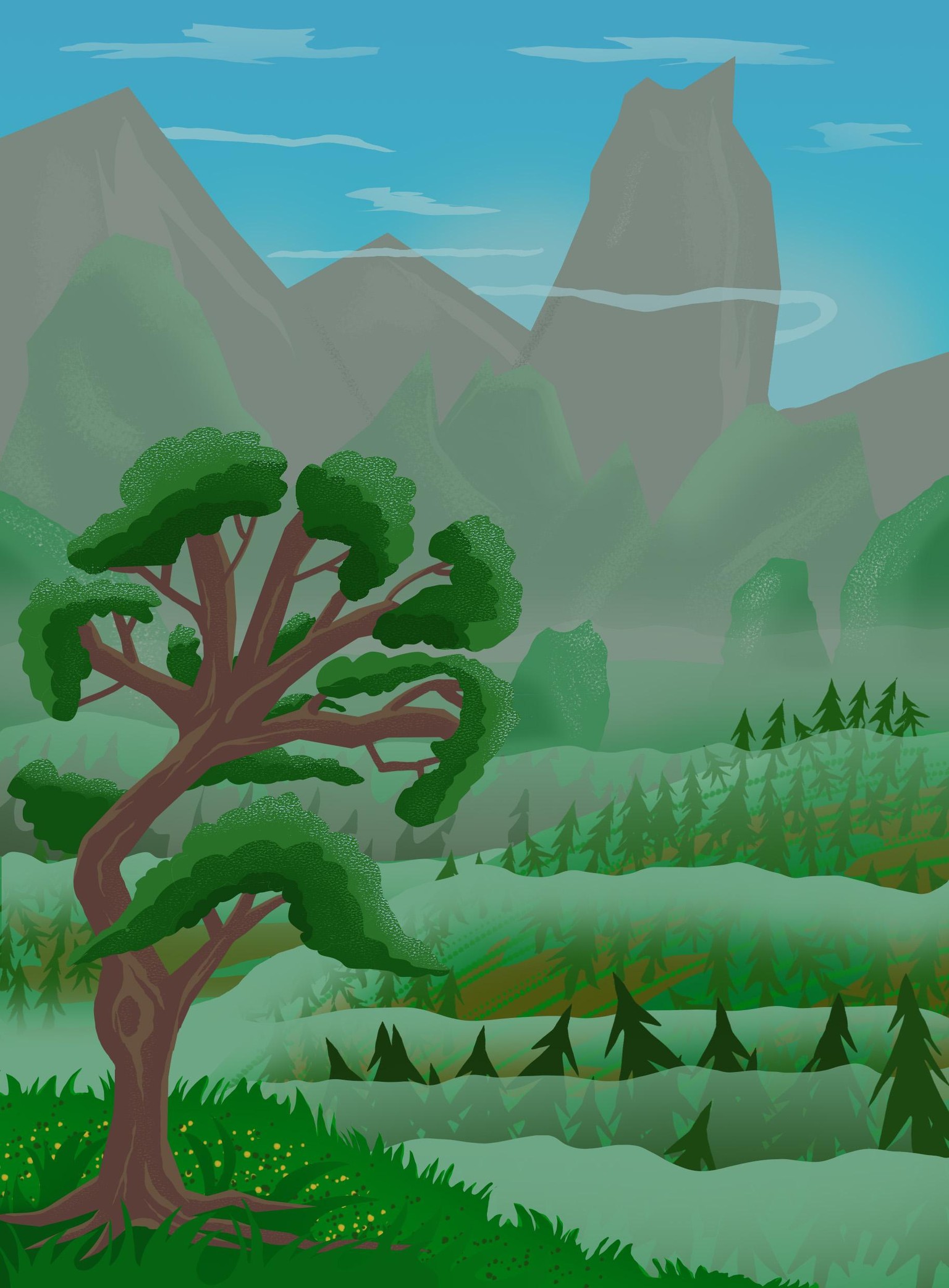 Misty Forest and Mountains - image 1 - student project