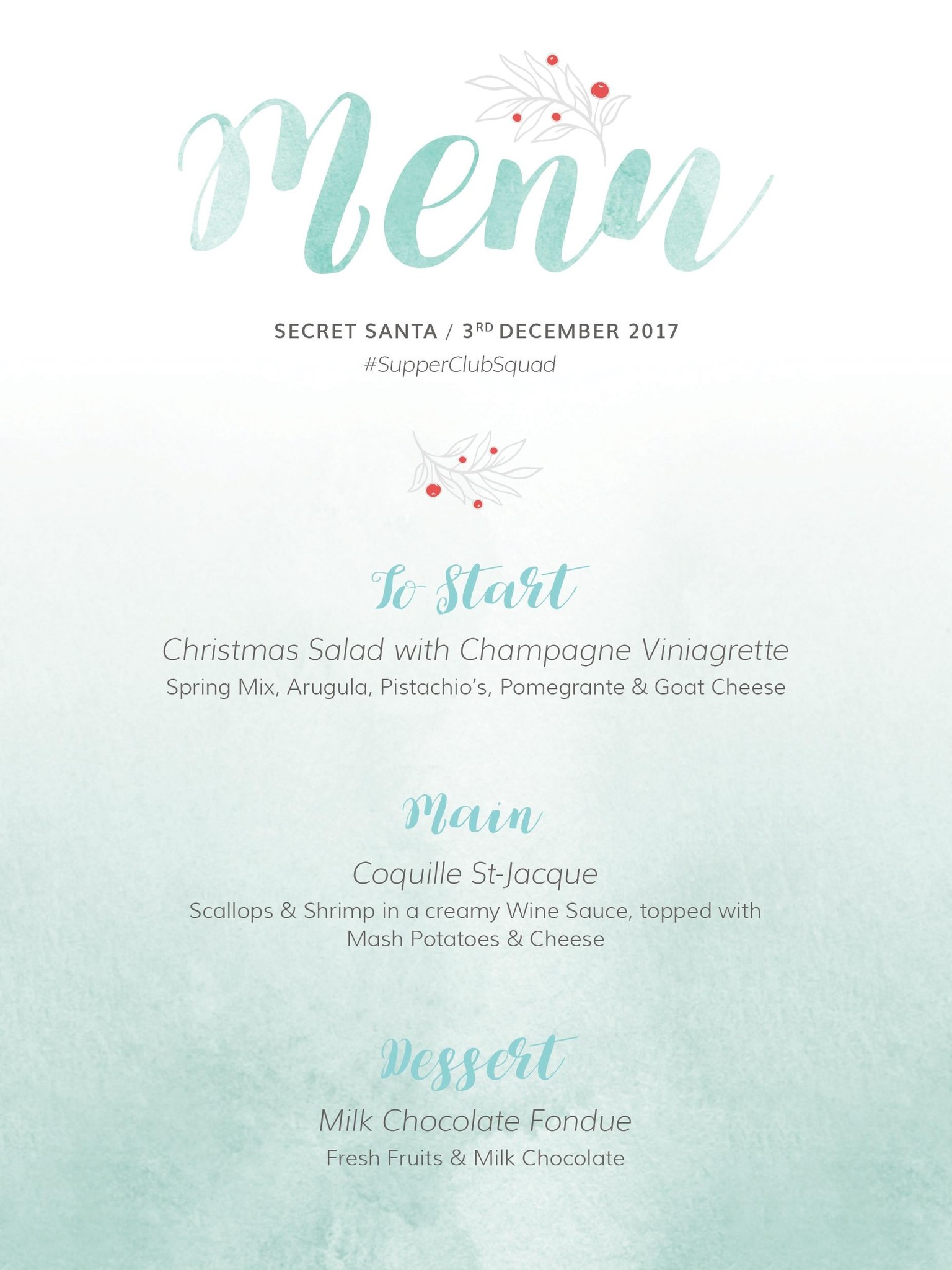 Dinner Party Menu - image 1 - student project